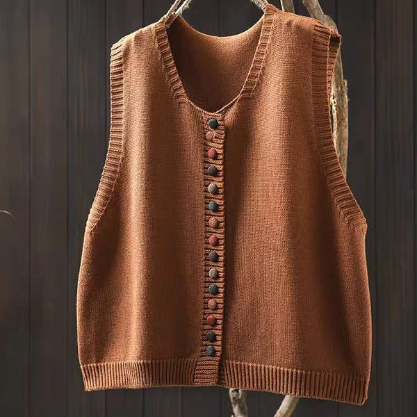 Raquel – Sleeveless Button Up Knit Cardigan