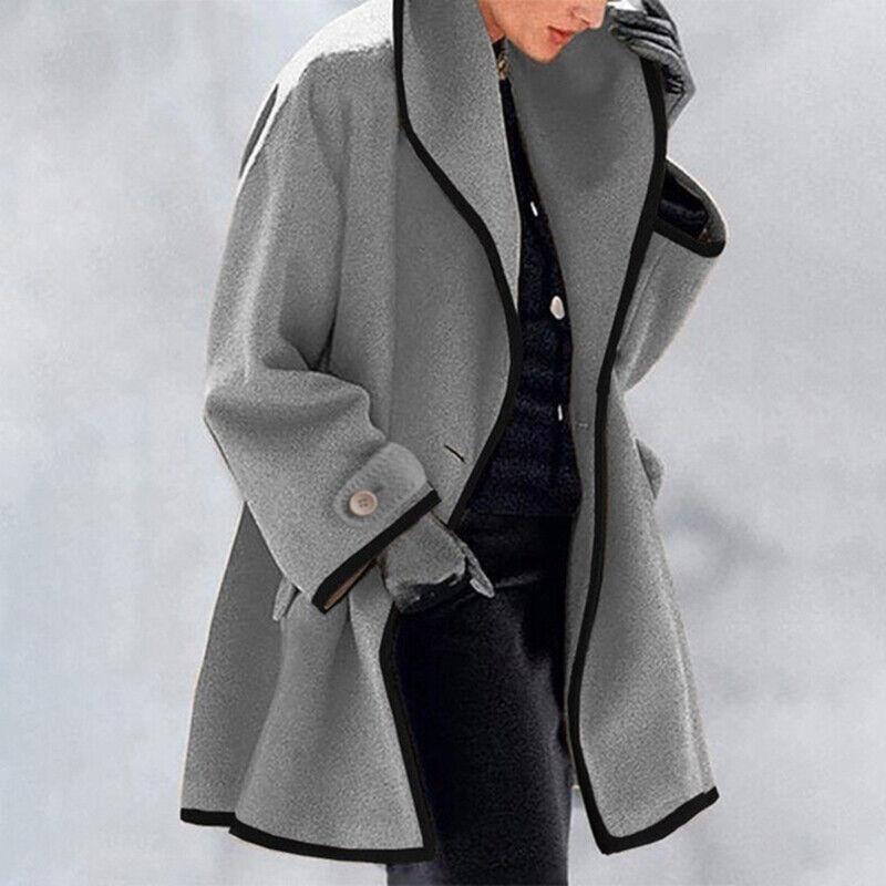 Evelyn | Contrast-Trim Wool-Blend Coat