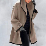 Evelyn | Contrast-Trim Wool-Blend Coat