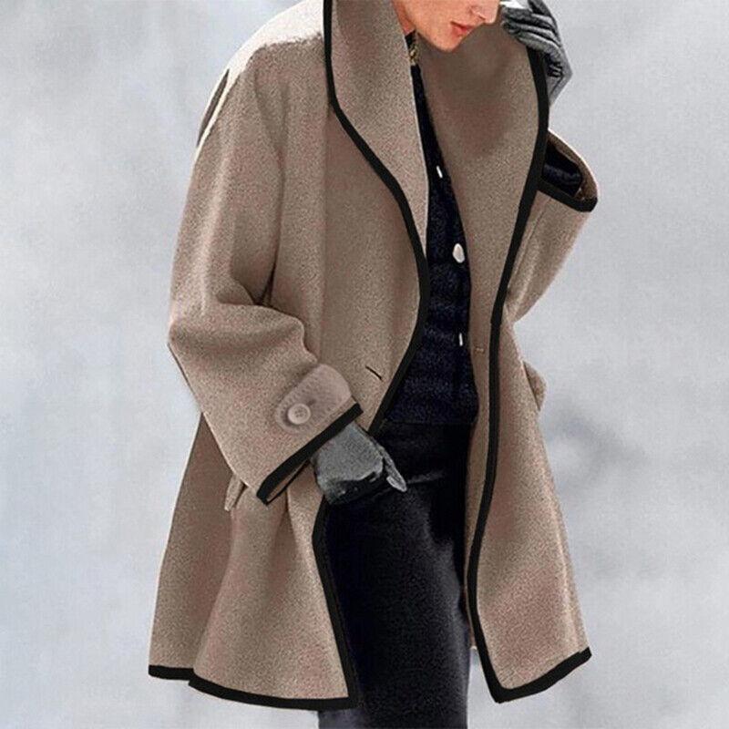 Evelyn | Contrast-Trim Wool-Blend Coat