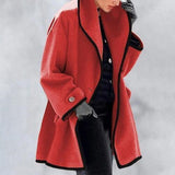 Evelyn | Contrast-Trim Wool-Blend Coat