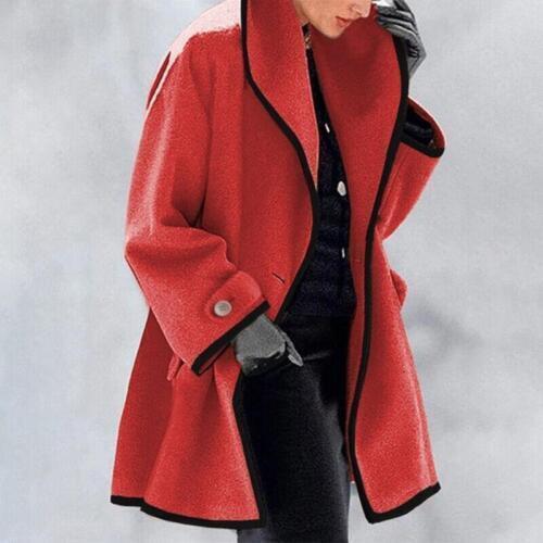 Evelyn | Contrast-Trim Wool-Blend Coat