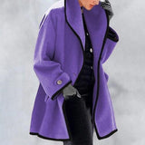 Evelyn | Contrast-Trim Wool-Blend Coat