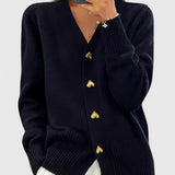 Evelyn | Heart-Button Knit Cardigan