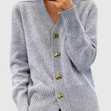 Evelyn | Heart-Button Knit Cardigan