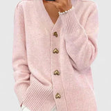 Evelyn | Heart-Button Knit Cardigan