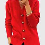 Evelyn | Heart-Button Knit Cardigan