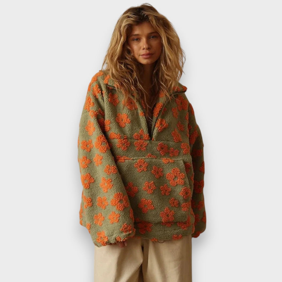 Irma | Long-Sleeved Fleece Pullover with Floral Pattern