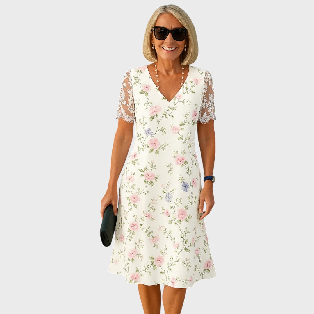 Laura | Elegant Midi Dress with Lace Details