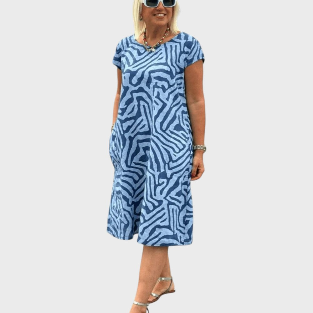 Giselle | Summer Dress with Round Neckline and Beautiful Print